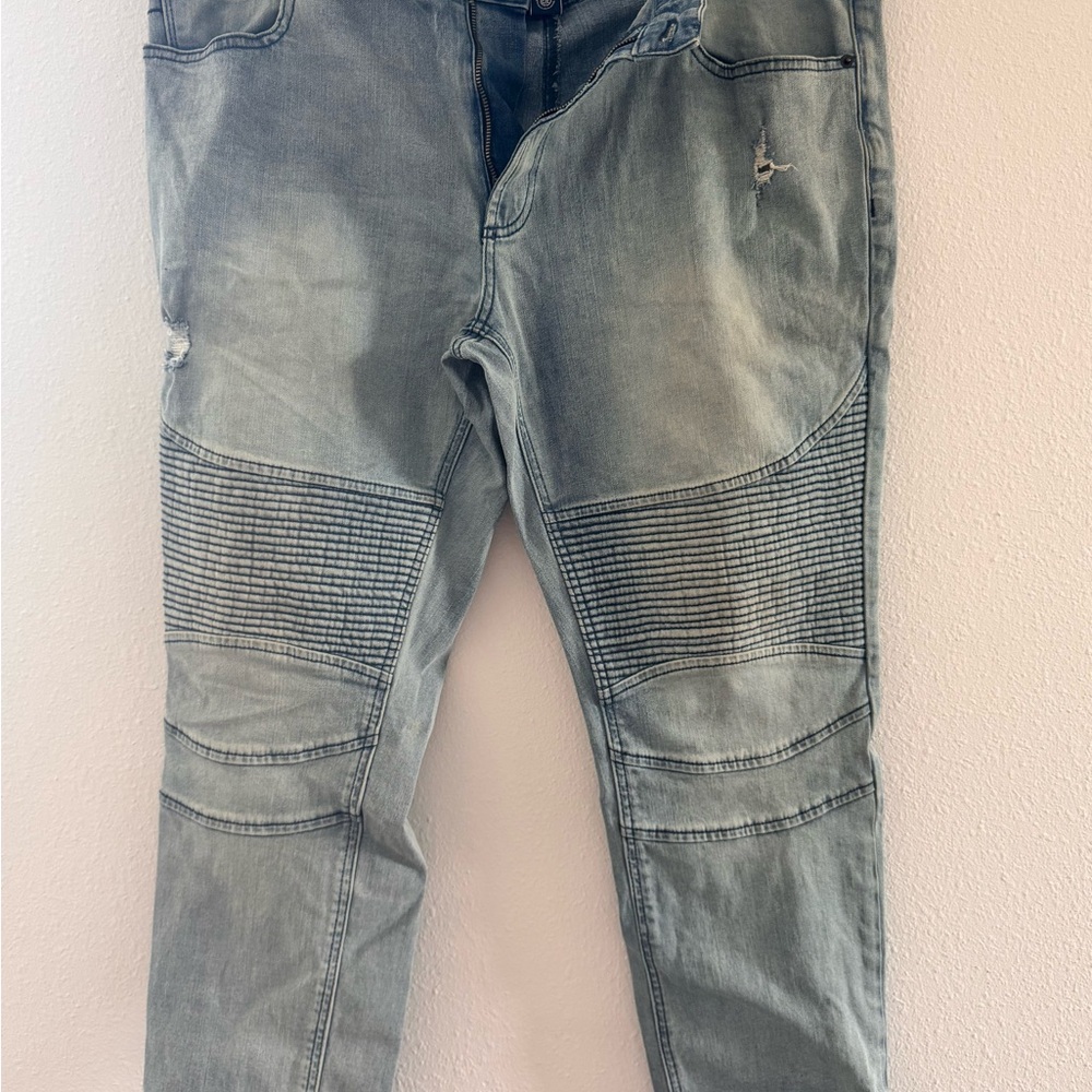 Men's Distressed Gray Jeans- American Raw